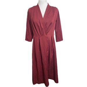 Elisabetta Franchi Dress Burgundy Wrap Polka Dots Size 44 Missing Belt